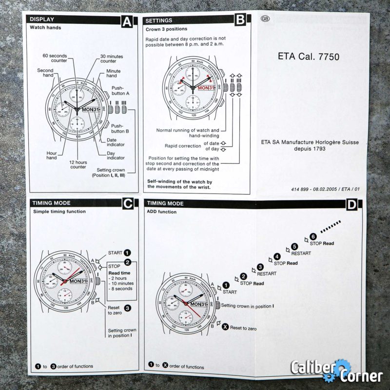 Eta Valjoux Caliber Watch Movement