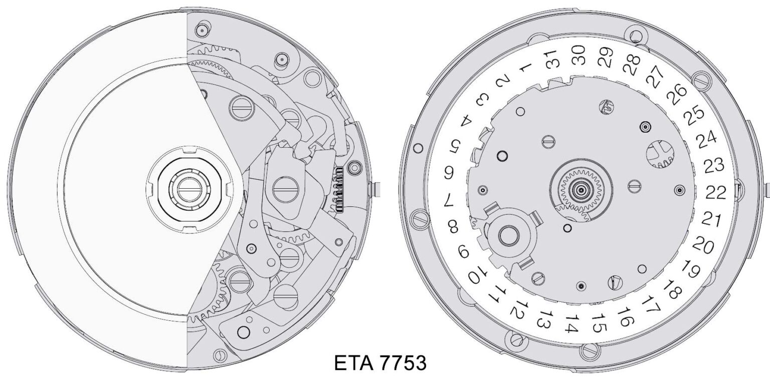 ETA/Valjoux Caliber 7753 Watch Movement