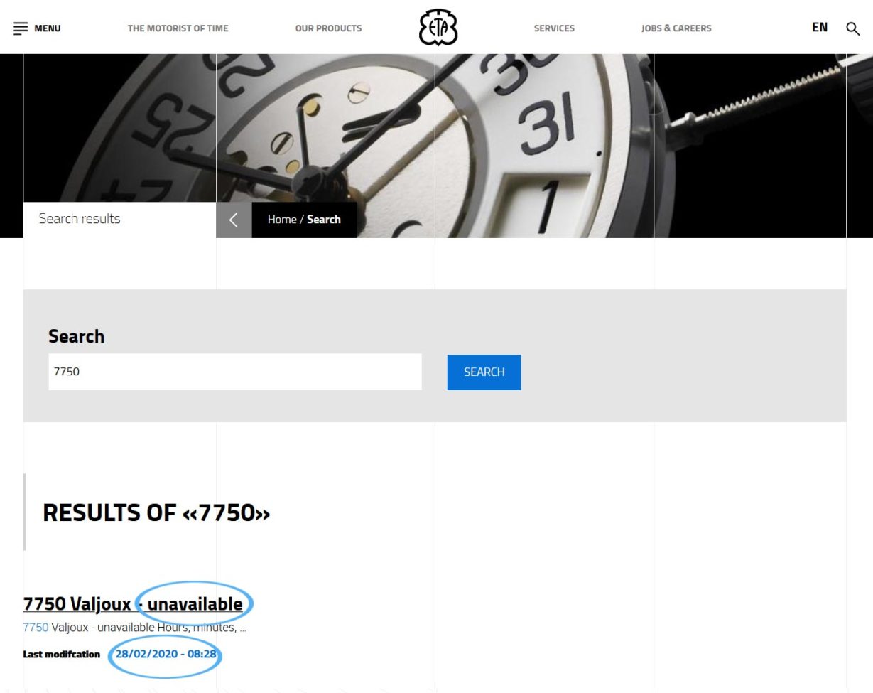 News: ETA Watch Movements Unavailable Watch Movement | Caliber Corner