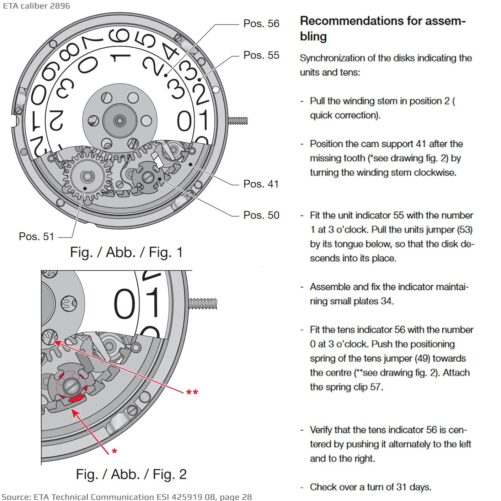 ETA Caliber 2896 Watch Movement