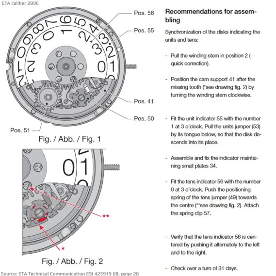 ETA Caliber 2896 Watch Movement